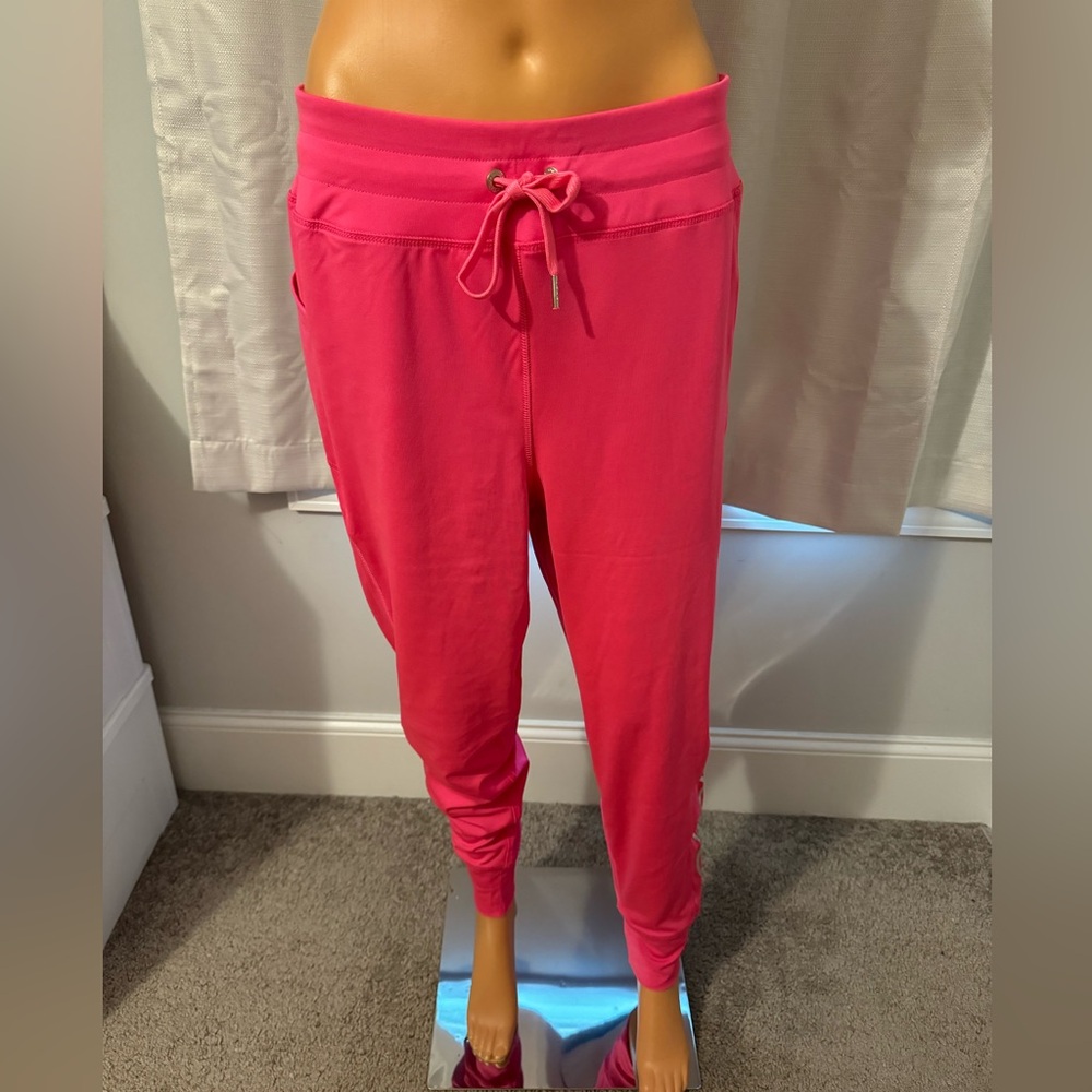 Cool Bebe sport size L hot pink drawstring athletic logo pants NWT